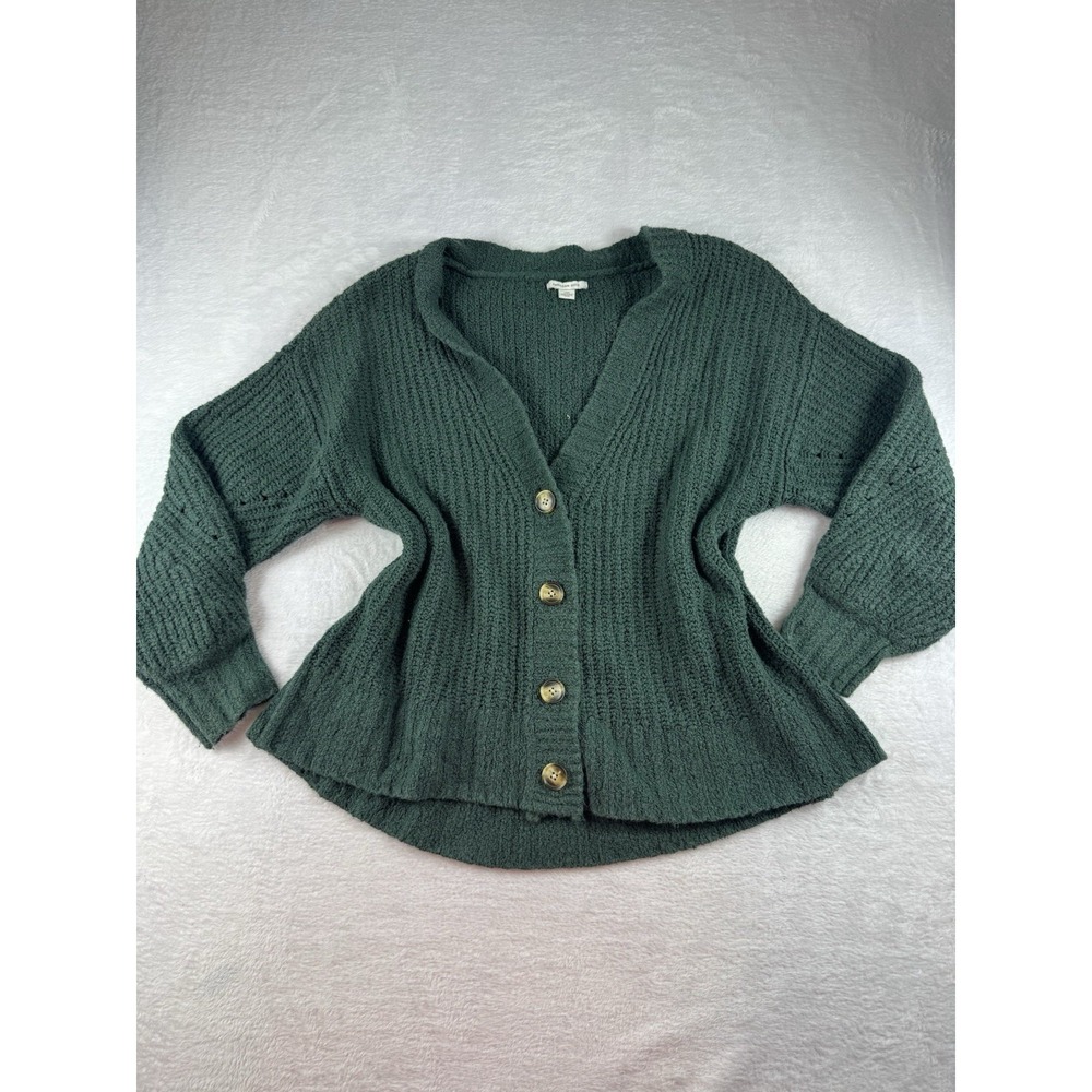 Women's American Eagle Long sleeve V-neck  button cardigan sweater Large Granny
